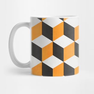 Geometric Cube Pattern - Yellow, White, Grey Concrete Mug